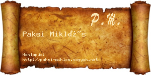 Paksi Miklós névjegykártya
