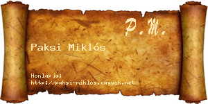 Paksi Miklós névjegykártya